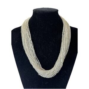 Ross Simons Art Deco Clear Crystal Seed Bead Multi Strand - Necklace 18”